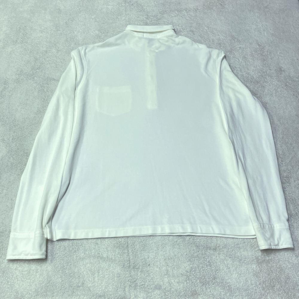 Polo Ralph Lauren Featherweight Mesh Long Sleeve Polo Shirt White Mens Medium - Picture 3 of 6